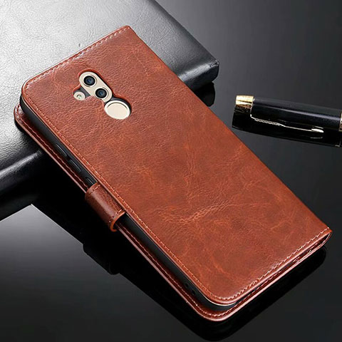 Custodia Portafoglio In Pelle Cover con Supporto T01 per Huawei Mate 20 Lite Marrone