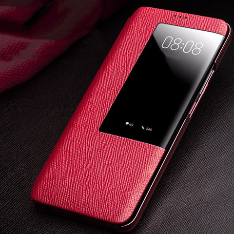 Custodia Portafoglio In Pelle Cover con Supporto T01 per Huawei Mate 20 X 5G Rosso