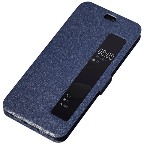 Custodia Portafoglio In Pelle Cover con Supporto T01 per Huawei P20 Blu