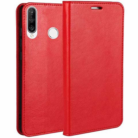 Custodia Portafoglio In Pelle Cover con Supporto T01 per Huawei P30 Lite Rosso