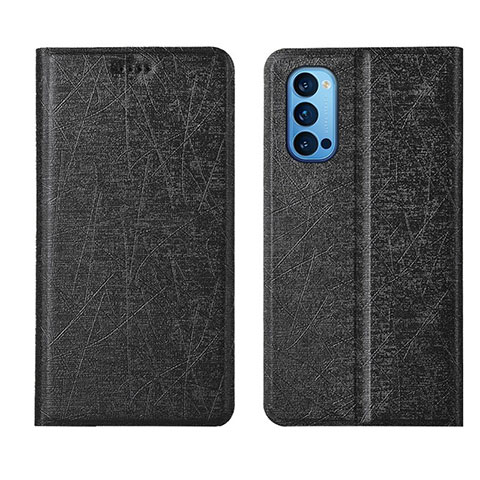 Custodia Portafoglio In Pelle Cover con Supporto T01 per Oppo Reno4 Pro 5G Nero