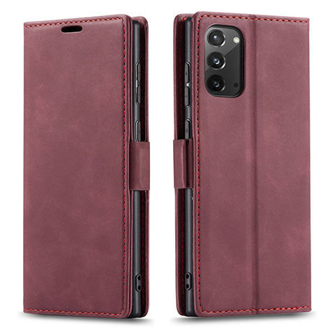 Custodia Portafoglio In Pelle Cover con Supporto T01 per Samsung Galaxy Note 20 5G Rosso Rosa