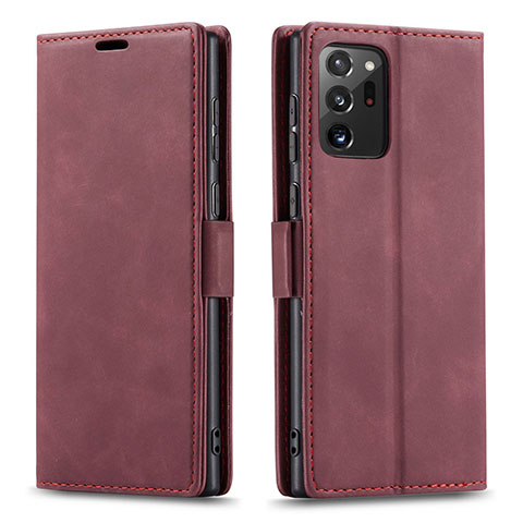 Custodia Portafoglio In Pelle Cover con Supporto T01 per Samsung Galaxy Note 20 Ultra 5G Rosso Rosa