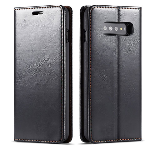 Custodia Portafoglio In Pelle Cover con Supporto T01 per Samsung Galaxy S10 Nero