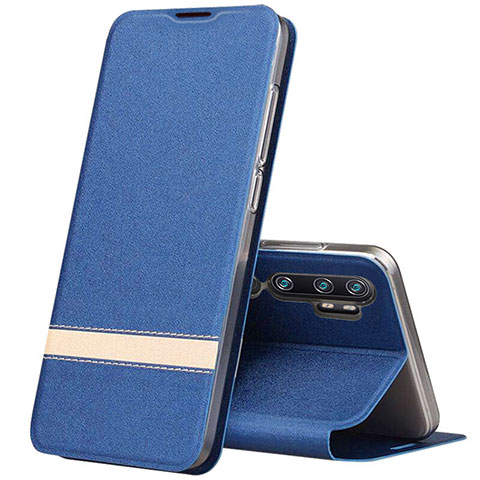 Custodia Portafoglio In Pelle Cover con Supporto T01 per Xiaomi Mi Note 10 Pro Blu