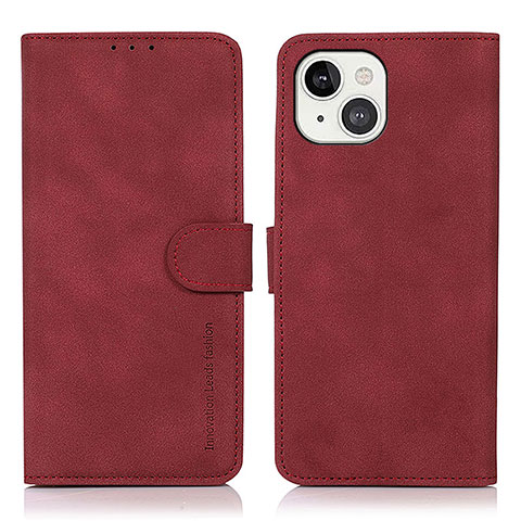 Custodia Portafoglio In Pelle Cover con Supporto T02 per Apple iPhone 13 Rosso