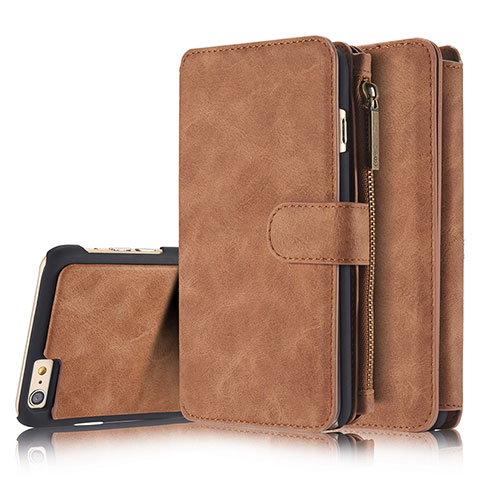 Custodia Portafoglio In Pelle Cover con Supporto T02 per Apple iPhone 6 Plus Arancione