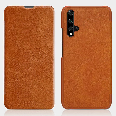 Custodia Portafoglio In Pelle Cover con Supporto T02 per Huawei Honor 20S Arancione