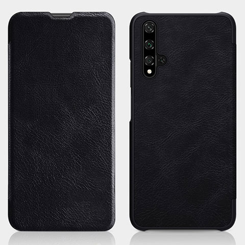 Custodia Portafoglio In Pelle Cover con Supporto T02 per Huawei Honor 20S Nero