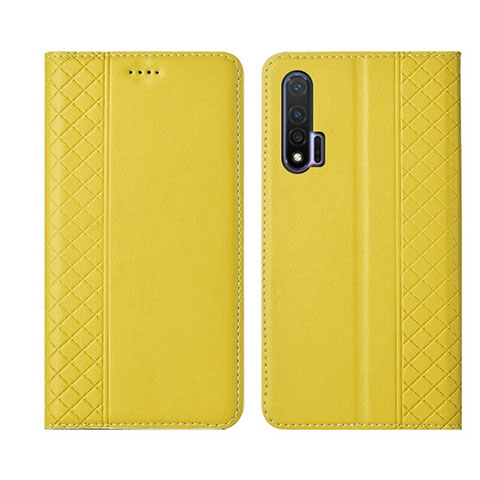 Custodia Portafoglio In Pelle Cover con Supporto T02 per Huawei Nova 6 Giallo