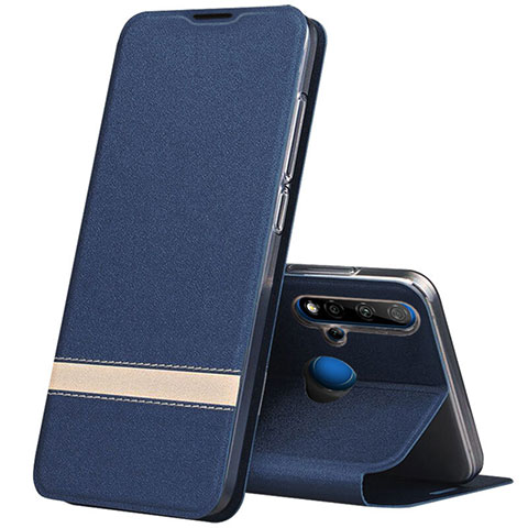 Custodia Portafoglio In Pelle Cover con Supporto T02 per Huawei P20 Lite (2019) Blu