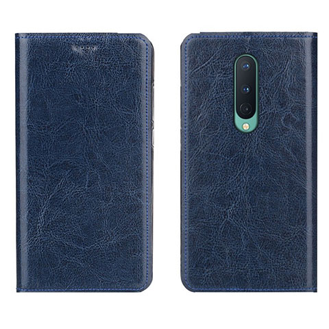 Custodia Portafoglio In Pelle Cover con Supporto T02 per OnePlus 8 Blu