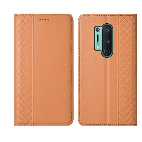 Custodia Portafoglio In Pelle Cover con Supporto T02 per OnePlus 8 Pro Arancione