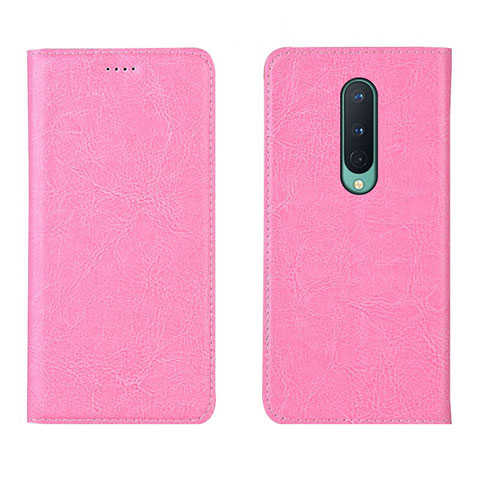 Custodia Portafoglio In Pelle Cover con Supporto T02 per OnePlus 8 Rosa