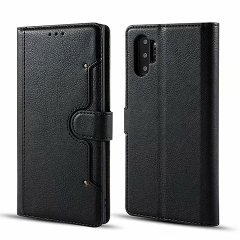 Custodia Portafoglio In Pelle Cover con Supporto T02 per Samsung Galaxy Note 10 Plus 5G Nero