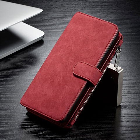 Custodia Portafoglio In Pelle Cover con Supporto T02 per Samsung Galaxy S10e Rosso