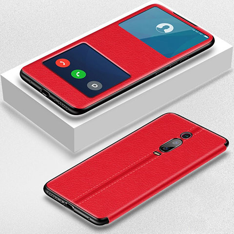 Custodia Portafoglio In Pelle Cover con Supporto T02 per Xiaomi Mi 9T Rosso