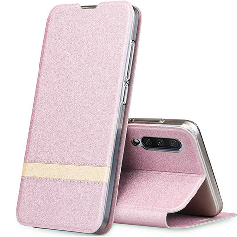 Custodia Portafoglio In Pelle Cover con Supporto T02 per Xiaomi Mi A3 Oro Rosa