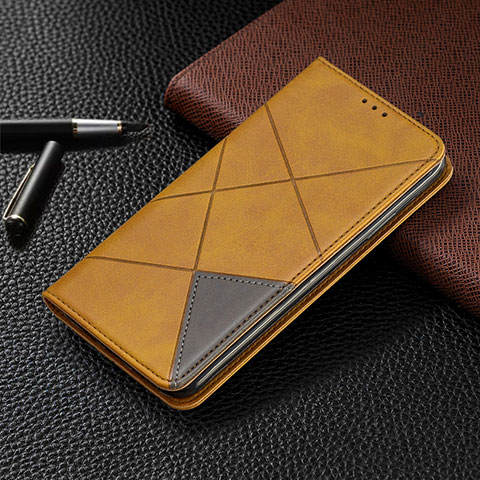 Custodia Portafoglio In Pelle Cover con Supporto T02 per Xiaomi Redmi Note 9 Pro Max Arancione