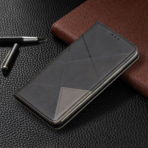 Custodia Portafoglio In Pelle Cover con Supporto T02 per Xiaomi Redmi Note 9S Nero