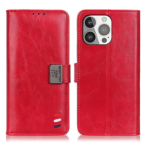 Custodia Portafoglio In Pelle Cover con Supporto T03 per Apple iPhone 14 Pro Rosso