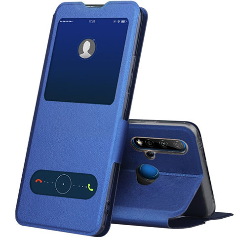 Custodia Portafoglio In Pelle Cover con Supporto T03 per Huawei Nova 5i Blu