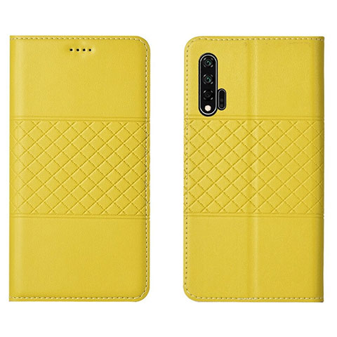 Custodia Portafoglio In Pelle Cover con Supporto T03 per Huawei Nova 6 5G Giallo