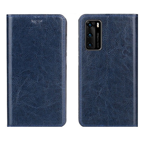 Custodia Portafoglio In Pelle Cover con Supporto T03 per Huawei P40 Blu