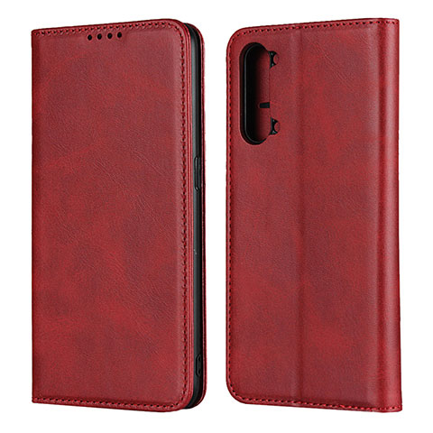 Custodia Portafoglio In Pelle Cover con Supporto T03 per Oppo A91 Rosso