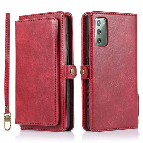 Custodia Portafoglio In Pelle Cover con Supporto T03 per Samsung Galaxy Note 20 5G Rosso