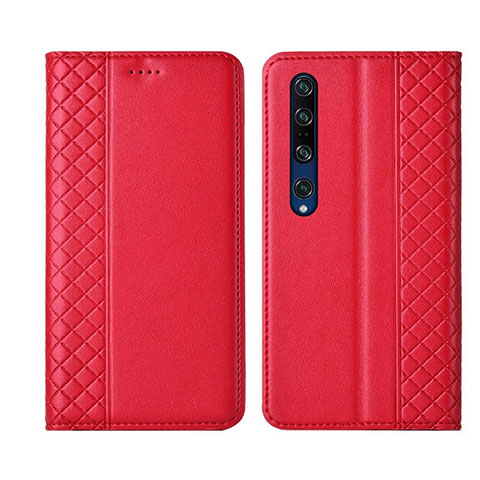 Custodia Portafoglio In Pelle Cover con Supporto T03 per Xiaomi Mi 10 Pro Rosso