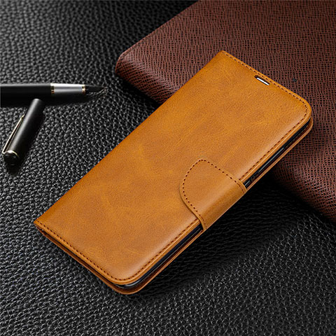 Custodia Portafoglio In Pelle Cover con Supporto T03 per Xiaomi Redmi Note 9 Arancione