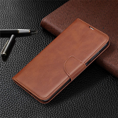 Custodia Portafoglio In Pelle Cover con Supporto T03 per Xiaomi Redmi Note 9 Marrone