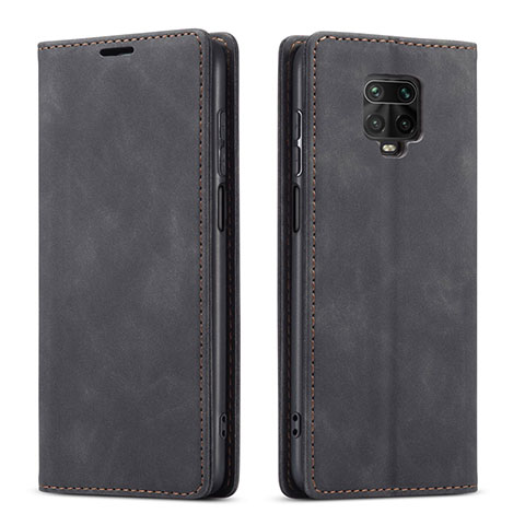 Custodia Portafoglio In Pelle Cover con Supporto T03 per Xiaomi Redmi Note 9 Pro Nero