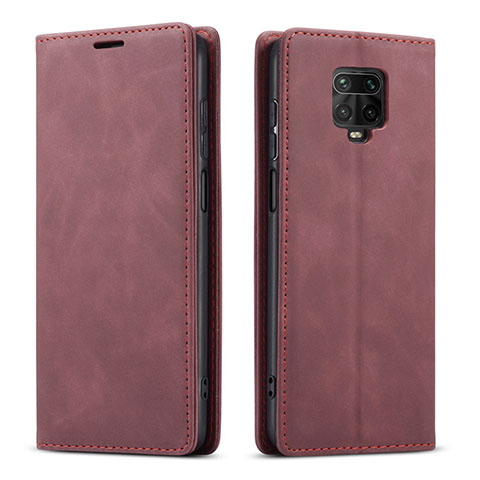 Custodia Portafoglio In Pelle Cover con Supporto T03 per Xiaomi Redmi Note 9S Rosso Rosa