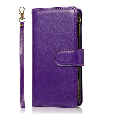 Custodia Portafoglio In Pelle Cover con Supporto T04 per Apple iPhone 12 Mini Viola