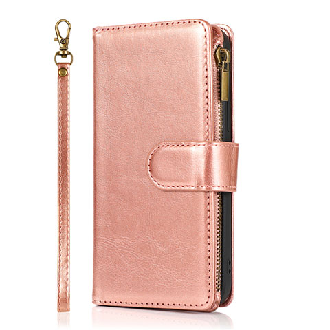 Custodia Portafoglio In Pelle Cover con Supporto T04 per Apple iPhone 12 Pro Max Oro Rosa