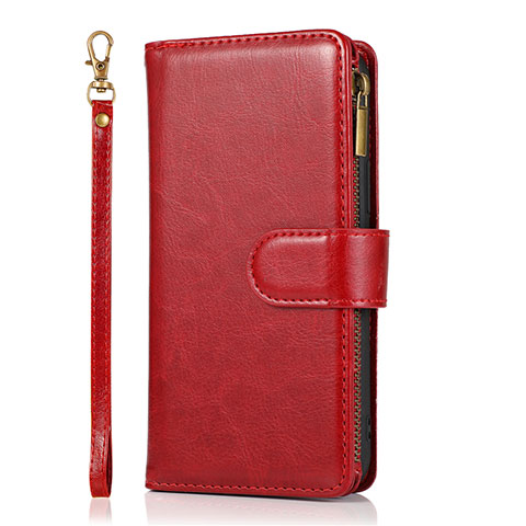 Custodia Portafoglio In Pelle Cover con Supporto T04 per Apple iPhone 12 Pro Rosso