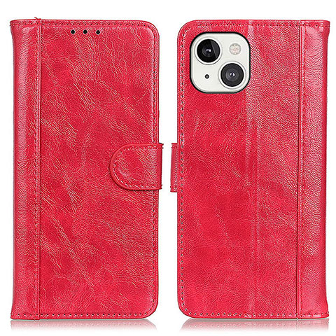 Custodia Portafoglio In Pelle Cover con Supporto T04 per Apple iPhone 14 Plus Rosso