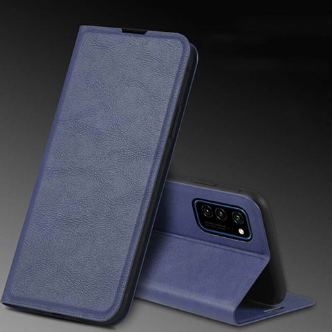 Custodia Portafoglio In Pelle Cover con Supporto T04 per Huawei Honor View 30 Pro 5G Blu