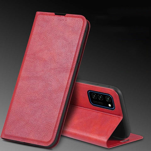 Custodia Portafoglio In Pelle Cover con Supporto T04 per Huawei Honor View 30 Pro 5G Rosso