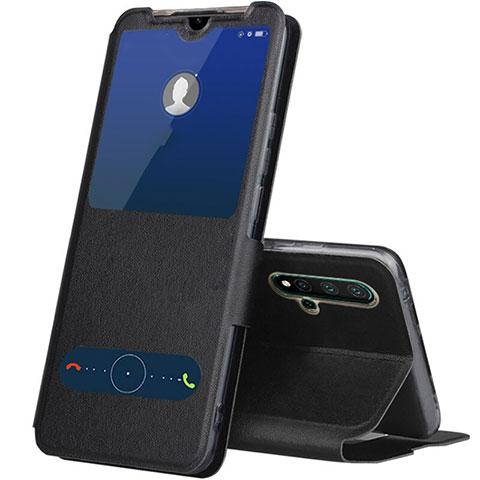 Custodia Portafoglio In Pelle Cover con Supporto T04 per Huawei Nova 5 Nero