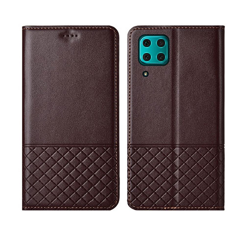 Custodia Portafoglio In Pelle Cover con Supporto T04 per Huawei Nova 6 SE Marrone