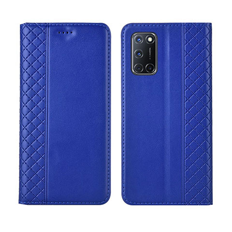 Custodia Portafoglio In Pelle Cover con Supporto T04 per Oppo A52 Blu