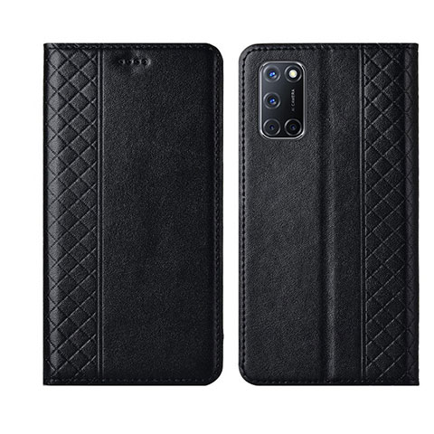 Custodia Portafoglio In Pelle Cover con Supporto T04 per Oppo A52 Nero