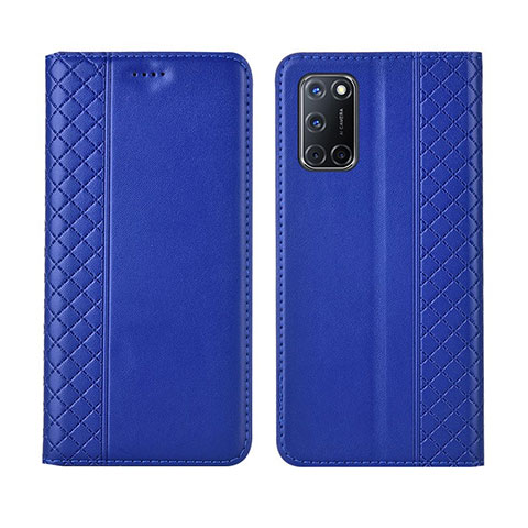 Custodia Portafoglio In Pelle Cover con Supporto T04 per Oppo A92 Blu