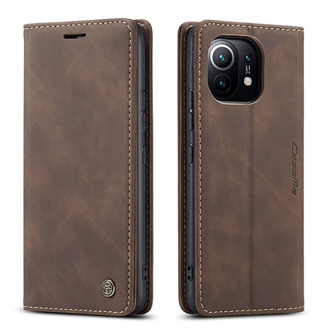 Custodia Portafoglio In Pelle Cover con Supporto T04 per Xiaomi Mi 11 Lite 5G NE Marrone