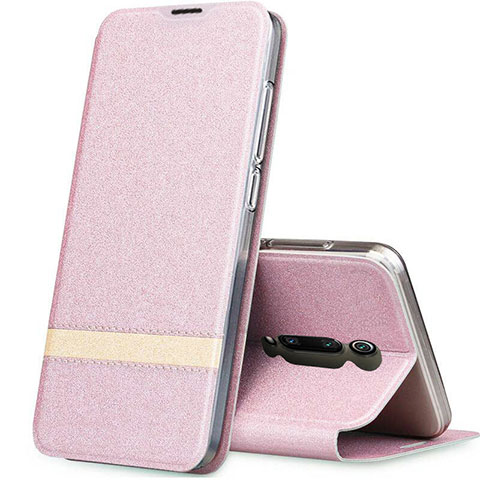 Custodia Portafoglio In Pelle Cover con Supporto T04 per Xiaomi Mi 9T Oro Rosa