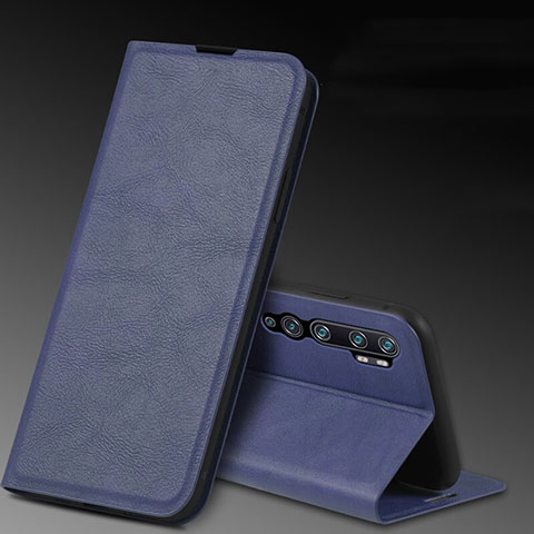 Custodia Portafoglio In Pelle Cover con Supporto T04 per Xiaomi Mi Note 10 Pro Blu