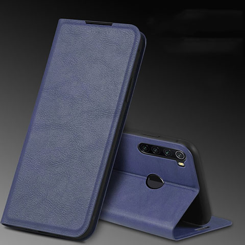 Custodia Portafoglio In Pelle Cover con Supporto T04 per Xiaomi Redmi Note 8 (2021) Blu